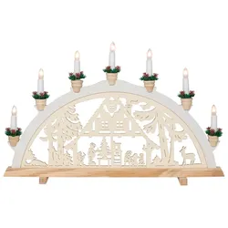 Weihnachtsleuchter, 7 x E10/24V/3W, Waldhaus Holz natur