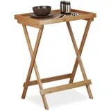 Relaxdays Tabletttisch Bambus braun rechteckig 50,0 x 38,5 cm
