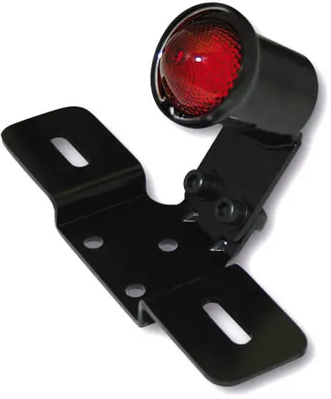 SHIN YO LED achterlicht OLD SCHOOL TYP3, zwart, rood glas, met kentekenhouder, zwart