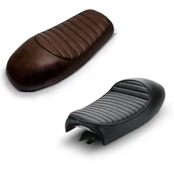 Set: Sitzbank passend für Cafe-Racer Umbau mit Höcker schwarz Hump + Sitzbank passend für Café Racer Umbau HS8 braun