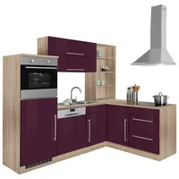 kochstation Winkelküche L-Form KS-Samos 230 cm lila