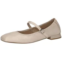 CAPRICE Damen Ballerinas aus Leder mit Riemen, Beige (Ecru