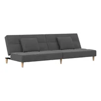 vidaXL Schlafsofa 2-Sitzer mit 2 Kissen Hellgrau Stoff