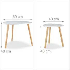 Relaxdays Beistelltische-Set dreieckig abgerundet Holz weiß, 2 St.