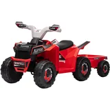 Quad Électrique Enfant Avec Remorque, Vitesse 2,5 Km/h, Autonomie 50 Min, Âge 1,5 À 3 Ans, Charge Max 25 Kg, Rouge