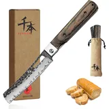 SENBON 440 Geschmiedetes Edelstahl Brot Messer Klinge Sharp japanisches stil Falten Tragbare Reise Gebäck Messer Farbe Holz Griff Tasche Kleines Brot