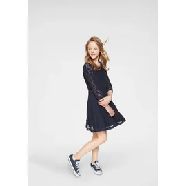 Kidsworld Jerseykleid "- Spitzenkleid", Mädchen, Gr. 152/158, N-Gr, blau (marine), Spitze, Obermaterial: 95% Polyester, 5% Elasthan.