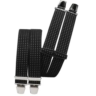 Hosenträger mit 4 extra starken  Clips  Punkte 4 Farben - Schwarz