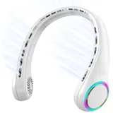 Tragbarer, Per Usb Aufladbarer Nackenventilator, Leise Und Zum Aufhängen Beim Sport Geeignet, Mit Farbigen Lichtern, Kleiner, Klingenloser Ventilator