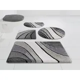 OTTO home Badematte Josie, Badvorleger, Badezimmer Teppich, Höhe 20 mm, rutschhemmend beschichtet, schnell trocknend, strapazierfähig, fußbodenheizungsgeeignet, Polyester, halbrund, Badteppich, Badematten, rechteckig, rund & als 3-tlg. Set erhältlich grau halbrund | 50 cm x 80 cm x 20 mm