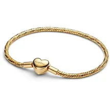 Pandora Facettiertes Schlangen-Gliederarmband mit Herzverschluss goldfarben 564236C00-18 Größe 18