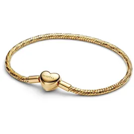 Pandora Facettiertes Schlangen-Gliederarmband mit Herzverschluss goldfarben 564236C00-18 Größe 18