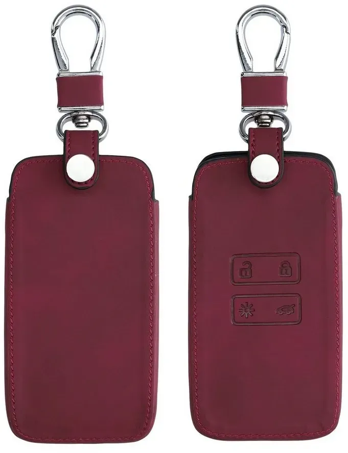 kwmobile Schlüsseltasche Autoschlüssel Hülle für Renault (1-tlg), Nubuklederoptik - Kunstleder Schutzhülle Schlüsselhülle Cover rot