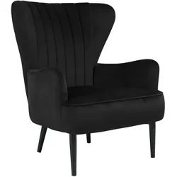 SVITA ARTHUR Sessel Relaxsessel Ohrensessel Modern Gepolstert Samt Schwarz