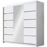 Mirjan24 Schiebetürenschrank, Weiß, Metall, Rechteckig, 200x215x58 cm, Schlafzimmer, Kleiderschränke, Schwebetürenschränke