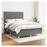 vidaXL Boxspringbett mit Matratze Dunkelgrau 140x200 cm Stoff