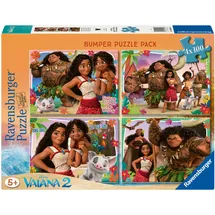 Ravensburger Kinderpuzzle 4x100 Teile - Disney Vaiana 2 - Abenteuer in Ozeanien