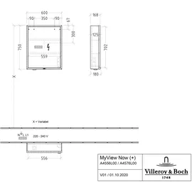 Villeroy & Boch My View Now 60 cm verspiegelt LED-Beleuchtung Türanschlag links