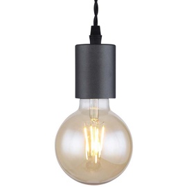 ETC Shop Wandleuchte hängend Wandlampe aus Holz mit Schraubzwinge schwarz, 1x E27, Textilkabel schwarz, 14x28x15cm, Flur Schlafzimmer Treppenhaus Wohnzimmer