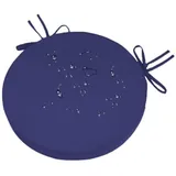 Sitzkissen Rund 45 cm Dunkelblau, 10 CM Dick Rutschfest Stuhlkissen Rund mit Bändern, Outdoor Wasserabweisendes Polyester Runde Sitzpolster, Sitzkissen Boden für Küche, Esszimmer, Garten und Café