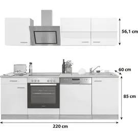 Respekta Küchenzeile Merle 220 cm schwarz
