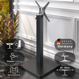 GGM Möbel Bistro Stehtischgestell | Klappbar | B:T 50 x 50 cm | Säule: 8 x 105 cm | Schwarz | Gastro Stehtischgestell, Stehtischgestell klappbar, Bartischgestell
