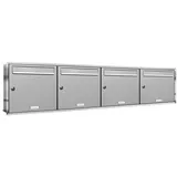 AL Briefkastensysteme 4er Unterputz Edelstahl Briefkastenanlage Silber