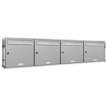 AL Briefkastensysteme 4er Unterputz Edelstahl Briefkastenanlage Silber