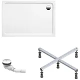 Schulte Duschwanne Adria 120x90 Cm - Komplett Set Mit Fußgestell Und Ablaufgarnitur - Hochwertiges Sanitäracryl In Weiß Glänzend - Schulte