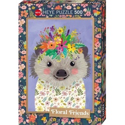 HEYE Puzzle Funny Hedgehog, Floral Friends Puzzle 500 Teile, 500 Puzzleteile