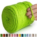 MeriWoolArt® Makramee Garn Neon Gelb - Makramee Garn 4mm farbig 225m - Super weiches Baumwollgarn, einfach gedrehte Makramee Schnur für Makramee Wandbehang, Blumenampel, Vorhang und Mehr DIY Deco