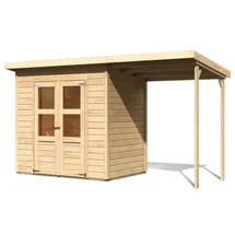 Karibu Merseburg 3 3,7 x 1,54 m natur inkl. Anbaudach