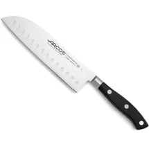Arcos 233500 Serie Riviera - Santoku Messer MesserAsiatischerArt-KlingeausNitrumgeschmiedetemEdelstahl180mm-HandGriffPolyoxymethylen(POM) FarbeSchwarz, Schwarz