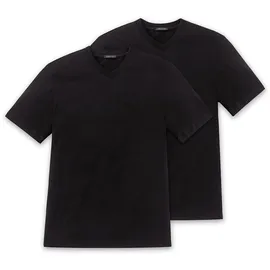SCHIESSER T-Shirt 2er Pack - 1/2 Arm, Unterhemd, V-Ausschnitt, Schwarz