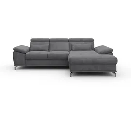 sit&more Ecksofa SIT & MORE "Cabrio L-Form, B: 295 cm, mit Sitztiefen-, Arm- & Kopfteilverstellung", grau, B:295cm H:87cm T:180cm, 100% Polyester, Sofas, Ecksofa, 2 Nierenkissen, Federkern, optional Bettfunktion und Stauraum