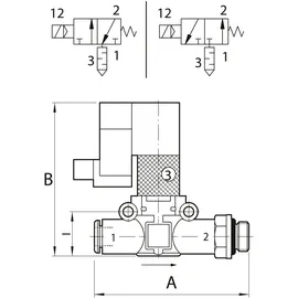 Riegler 3/2-Wege-Magnetventil, schallged. Entl. Schl.-Gew. G3/8 Schl.8 NC