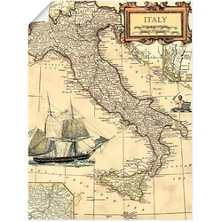 Artland Wandbild »Italienkarte«, Landkarten, (1 St.), als Leinwandbild, Poster in verschied. Größen Artland Farbe Bild(er): natur