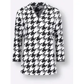 CREATION L Poloshirt in schwarz-ecru-bedruckt | Gr.: 40