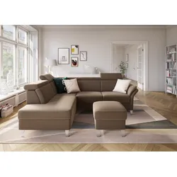 Ecksofa SIT & MORE "Vincenzo L-Form", braun, B:245cm H:84cm T:193cm, Sofas, inklusive Kopfteilverstellung, wahlweise mit Bettfunktion, Bettkasten