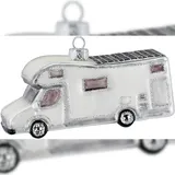 Inges Glas Inge-glas Christbaumschmuck Camper mit Glitzer Glas 7 cm weiß