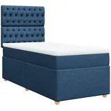 vidaXL Boxspringbett mit Matratze Blau 100x200 cm Stoff - Blau