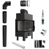 Kamineinsatz KRATKI FLOKI S links 8 kW fi160 schwarz TERMOTEC Rohrset