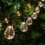 Lights4fun 20er LED-Glühbirnen-Lichterkette warmweiß Strom Innen- und Außen Beleuchtung Balkon Party Outdoor Stecker Deko Garten Girlande Baum [Energieklasse A++]