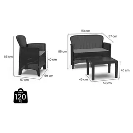 Dmora Outdoor-Lounge-Set 7-tlg. Anthrazit