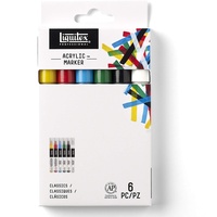 Liquitex Professional Paint Marker, Künstlerpigmente zum Zeichen, Malen auf Papier, Leinwand, Textilien, feine Spitze - 6 Marker Set