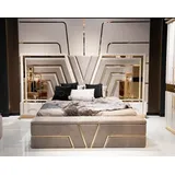 JVmoebel Schlafzimmer-Set Schlafzimmer Set Bett 2x Nachttische Luxus neu 3tlg Design Modern, (3-tlg., 1x Bett + 2x Nachttische), Made in Europa grau