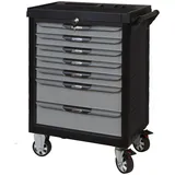 KS TOOLS - 816.0007 – Werkstattwagen leer Ultimate 7 Schubladen – Werkzeugkiste – Farbe schwarz und grau – Edelstahlplatte für Flaschen