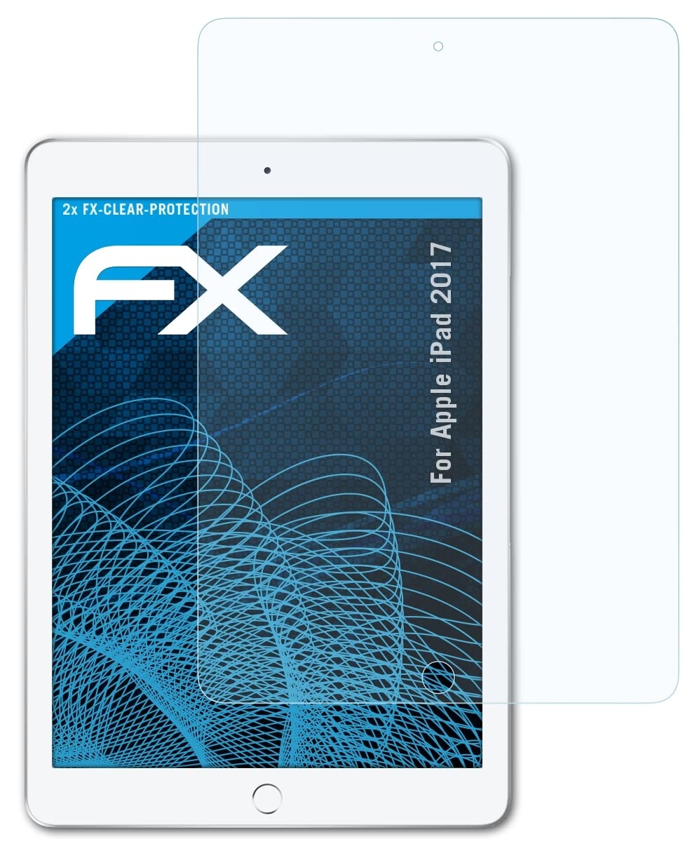 atFoliX Schutzfolie kompatibel mit Apple iPad 2017 Folie, ultraklare FX Displayschutzfolie (2X)