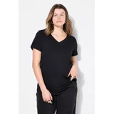 Studio Untold T-Shirt Wide Classic Fit V-Ausschnitt Schwarz 50/52