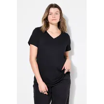 Studio Untold T-Shirt Wide Classic Fit V-Ausschnitt Schwarz 50/52